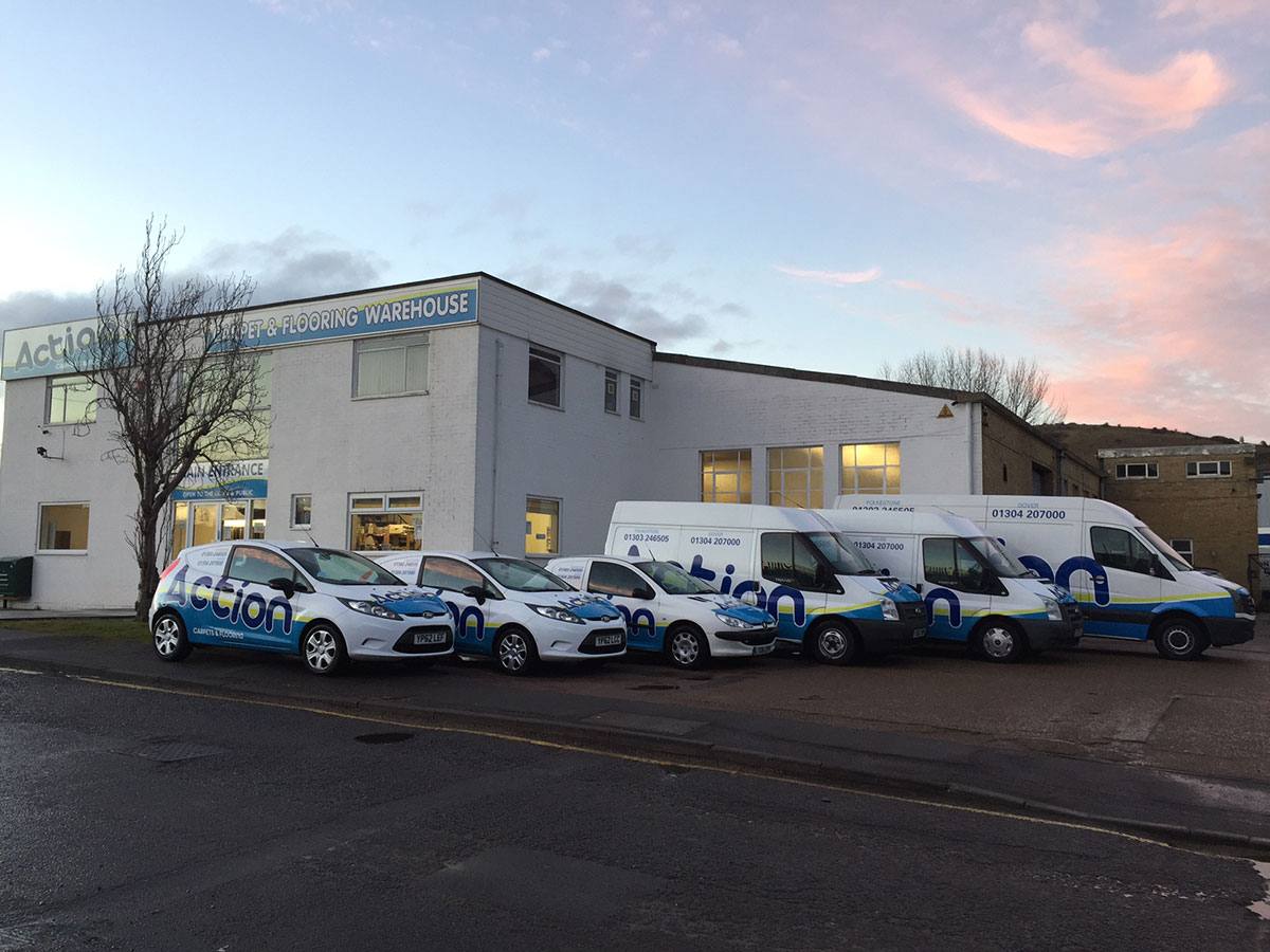 Action Carpets & Flooring warehouse and fleet, Folkestone